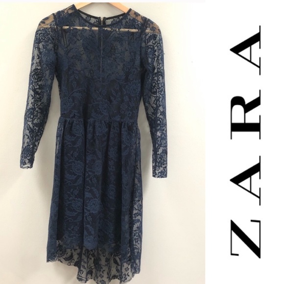 Zara Dresses & Skirts - ZARA deep blue lace dress